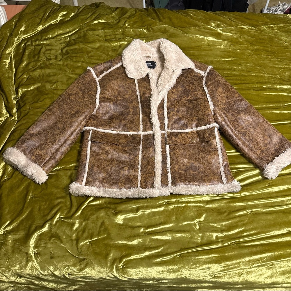 Urban Outfitters Cream Shearling Jacket